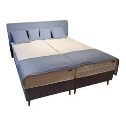 Frankenstolz Boxspringbetten|Boxspringbett Made In Green Königssee Stoff C 3012 Hellblau Füße F10 Buch Inklusive Matratze Gelauflage Integriert Mit 4 Kissen Ohne Plaid