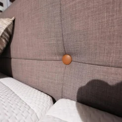 RUF Betten Boxspringbetten|Boxspringbett Santino Stoff 6605 7567 Grau Füße Alufarbig Inklusive Matratzen Und Nachttische