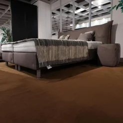 RUF Betten Boxspringbetten|Boxspringbett Santino Stoff 6605 7567 Grau Füße Alufarbig Inklusive Matratzen Und Nachttische