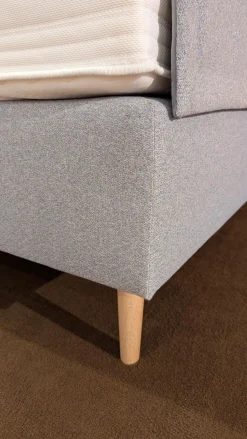 Frankenstolz Boxspringbetten|Boxspringbett Silver Express Stoff A 1104 Grau Füße Holz Mit Partnermatratze Und Gel Topper
