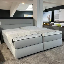 Global Boxspringbetten|Boxspringbett Valencia VZ 50-2 Bezug Luca 60 Light Grey 15000 Inklusive 2 Matratzen Und Topper