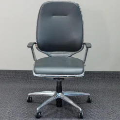 Girsberger Bürostühle|Bürodrehstuhl AL 3 Leder Schwarz 5-Sternfuß Auf Rollen