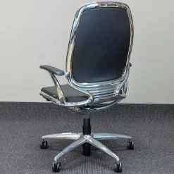 Girsberger Bürostühle|Bürodrehstuhl AL 3 Leder Schwarz 5-Sternfuß Auf Rollen