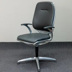 Girsberger Bürostühle|Bürodrehstuhl AL 3 Leder Schwarz4-Sternfuß Aluminium