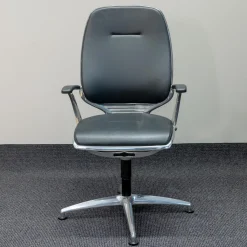 Girsberger Bürostühle|Bürodrehstuhl AL 3 Leder Schwarz4-Sternfuß Aluminium