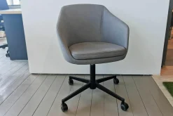 Cramer Polstermanufaktur Bürostühle|Büro-Drehstuhl Jana Leder Novara 1279 Dust Grau Höhenverstellbar Mit Rollen