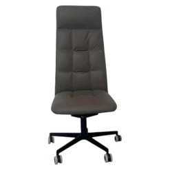 Walter Knoll Bürostühle|Bürodrehstuhl Leadchair Management Soft Leder Vintage 1436 Fango Grau 5 Stern Gestell Metall Schwarz Matt