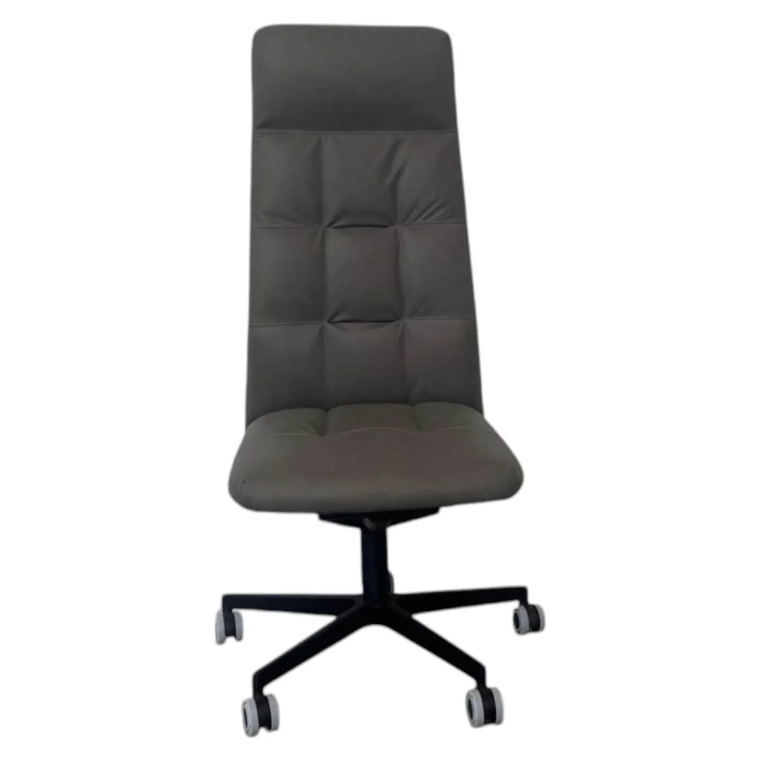 Walter Knoll Bürostühle|Bürodrehstuhl Leadchair Management Soft Leder Vintage 1436 Fango Grau 5 Stern Gestell Metall Schwarz Matt