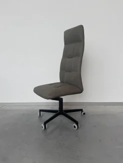 Walter Knoll Bürostühle|Bürodrehstuhl Leadchair Management Soft Leder Vintage 1436 Fango Grau 5 Stern Gestell Metall Schwarz Matt