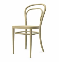 Thonet Einzelstühle|Bugholzstuhl 214 Pure Materials Esche Naturholzlack Sitz Rohrgeflecht mit Kunststoffstützgewebe