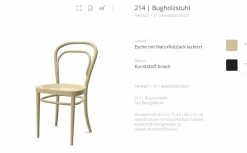 Thonet Einzelstühle|Bugholzstuhl 214 Pure Materials Esche Naturholzlack Sitz Rohrgeflecht mit Kunststoffstützgewebe