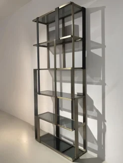 Eichholtz Vitrinen & Highboards|Cabinet Clio Regal Messing Gebürstet Schwazes Finish Glas Smoke Grau