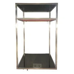 Christine Kröncke Konsolen|Cameo Konsole Parsolglas Hinterlackiert Rot Schwarz Gestell Edelstahl Matt