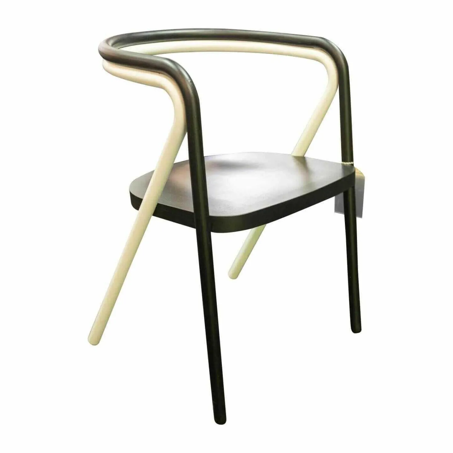 Cappellini Stuhlsets|Chair 2 Gestell Esche Massiv Schwarz Metallrohr Weiß Matt Sitzfläche Birkenholz mit Massivesche