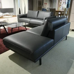 Leolux Daybeds & Recamieren|Chaiselounge Bellice 679 D17 Vollnarbenleder Raffino 109 Shark Schwarz Grau Füße Sobrio Epoxy 450224 E1500 Granite Matt