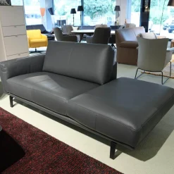 Leolux Daybeds & Recamieren|Chaiselounge Bellice 679 D17 Vollnarbenleder Raffino 109 Shark Schwarz Grau Füße Sobrio Epoxy 450224 E1500 Granite Matt