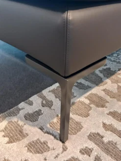 B&B Italia Daybeds & Recamieren|Chaiselounge Charles Leder Gamma Schiefer Braun Grau Füße Nickel Bronzefarben Lackiert Inklusive 1 Rückenkissen Und 1 Dekokissen