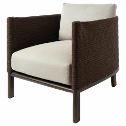 Kettal Loungemöbel|Clubsessel Giro Geflecht Chesnut Soga 475 Bezug Porous Frey 08L Gestell Cinnamon Teak