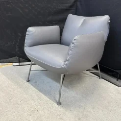 COR Loungesessel|Clubsessel Jalis 26188 Leder 248 Asche Grau Nahtband 5091 Mittelgrau Grau Drahtgestell F02 Feinstruktur Platin