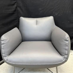 COR Loungesessel|Clubsessel Jalis 26188 Leder 248 Asche Grau Nahtband 5091 Mittelgrau Grau Drahtgestell F02 Feinstruktur Platin