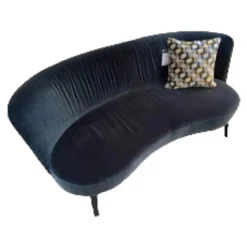 Bielefelder Werkstätten 2-Sitzer-Sofas|Cocktailsofa Nierenförmig Stoff Emilia 151 Dunkelblau Füße Schwarz Gebeizt