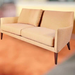 Bielefelder Werkstätten 2-Sitzer-Sofas|Coco Sofa 2/80 Stoff Natura 9-2461-060 Orange Grau Füße Braun