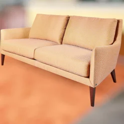 Bielefelder Werkstätten 2-Sitzer-Sofas|Coco Sofa 2/80 Stoff Natura 9-2461-060 Orange Grau Füße Braun