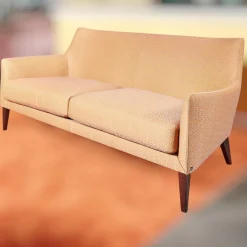Bielefelder Werkstätten 2-Sitzer-Sofas|Coco Sofa 2/80 Stoff Natura 9-2461-060 Orange Grau Füße Braun