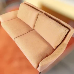 Bielefelder Werkstätten 2-Sitzer-Sofas|Coco Sofa 2/80 Stoff Natura 9-2461-060 Orange Grau Füße Braun