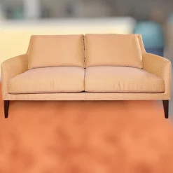 Bielefelder Werkstätten 2-Sitzer-Sofas|Coco Sofa 2/80 Stoff Natura 9-2461-060 Orange Grau Füße Braun