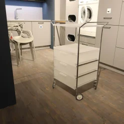 Kartell Regale & Container|Container Mobil 2330 Mit Handgriffen Eisfarben L1 Verchromt