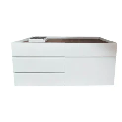 Renz Regale & Container|Kommoden & Sideboards|Container Paper Korpus Lack Weiß Oberboden Und Klappenfach Nussbaum