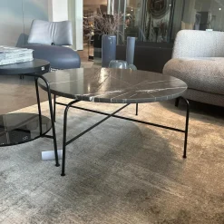 Rolf Benz Couchtische|Couchtisch 947 471 Platte Stein Graphit Brown Grau Braun Gestell Stahl Verkehrsschwarz Lackiert