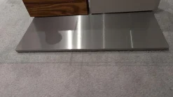 Venjakob Couchtische|Couchtisch 4383 2342 Tischplatte Kristallglas Säule Colorado Nussbaum Geölt Furniert Und Lack Sand Matt Grau Fußplatte Metall Edelstahlfarbig