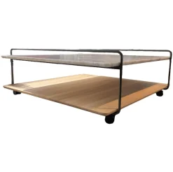 Rolf Benz Couchtische|Couchtisch 931-542 Carrara Geledert Und Eiche Gestell Glatt Lackiert Matt Umbragrau