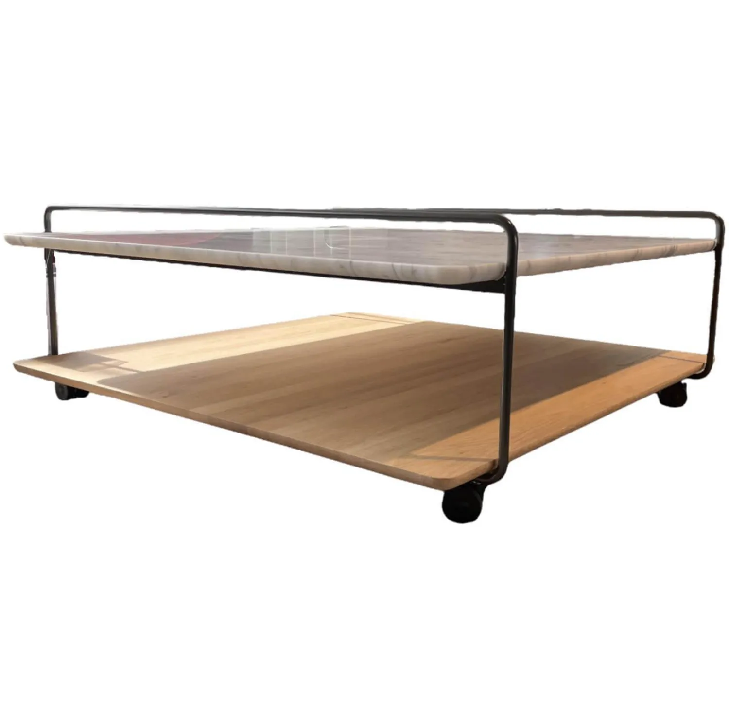 Rolf Benz Couchtische|Couchtisch 931-542 Carrara Geledert Und Eiche Gestell Glatt Lackiert Matt Umbragrau