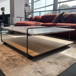 Rolf Benz Couchtische|Couchtisch 931-542 Carrara Geledert Und Eiche Gestell Glatt Lackiert Matt Umbragrau