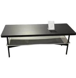 Rolf Benz Couchtische|Couchtisch 925 Eiche Gebeizt Und Lackiert Gestell Stahl Verkehrsschwarz Ledereinlage Hellgrau