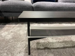 Rolf Benz Couchtische|Couchtisch 925 Eiche Gebeizt Und Lackiert Gestell Stahl Verkehrsschwarz Ledereinlage Hellgrau