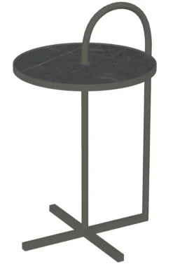 Rolf Benz Couchtische|Couchtisch 902-222 Einlegeplatte Naturstein Geledert Graphit Braun Gestell Stahl Lackiert Umbragrau