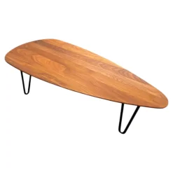 Woak Couchtische|Couchtisch 02061 Malin Platte Nussbaum Natur Geölt Metallbeine Schwarz