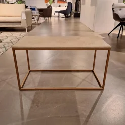 Rolf Benz Couchtische|Couchtisch 985 MDF Beschichtet Mit Echtsteinfurnier Mit Sandstein Gestell Bronzefarbig