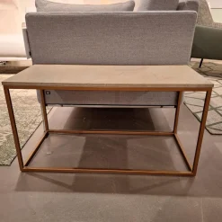 Rolf Benz Couchtische|Couchtisch 985 MDF Beschichtet Mit Echtsteinfurnier Mit Sandstein Gestell Bronzefarbig