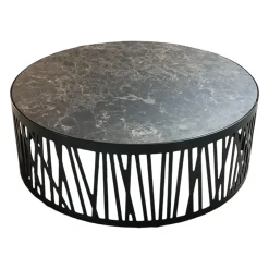 Rolf Benz Couchtische|Couchtisch 8330-507 Platte Keramik Emperator Schwarz Braun Gestell Metall Verkehrsschwarz Lackiert