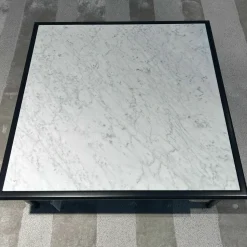 Rolf Benz Couchtische|Couchtisch 901-211 Platte Marmor Carrara Grau Geledert Gestell Buche Verkehrsschwarz Lackiert