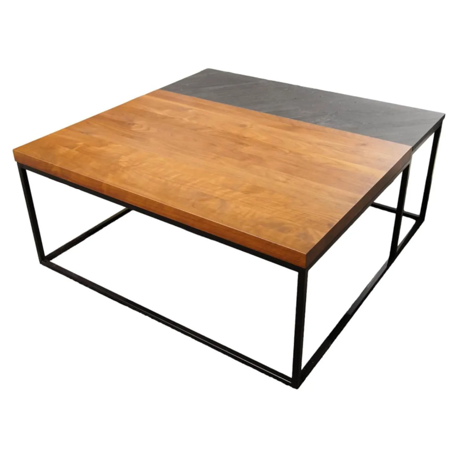 Rolf Benz Couchtische|Couchtisch 985-213 Tischplatten Nussbaum Amerikanisch Und Echtsteinfurnier Schiefer Gestell Stahl Schwarz Brilliant