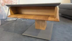 Vierhaus Couchtische|Couchtisch 5600 WEIX Platte Lack RAL 7006 Grau Gestell Wildeiche Geölt Fußplatte Lack RAL 7006 Grau Rollbar Inklusive Höhenverstellung