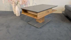 Vierhaus Couchtische|Couchtisch 5600 WEIX Platte Lack RAL 7006 Grau Gestell Wildeiche Geölt Fußplatte Lack RAL 7006 Grau Rollbar Inklusive Höhenverstellung