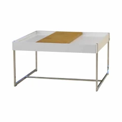 WK Wohnen Couchtische|Couchtisch 444A1 Skid Platte Lack Verkehrsweiß Matt Metallteile Hochglanz Verchromt