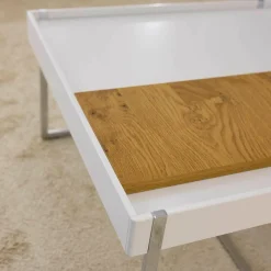 WK Wohnen Couchtische|Couchtisch 444A1 Skid Platte Lack Verkehrsweiß Matt Metallteile Hochglanz Verchromt